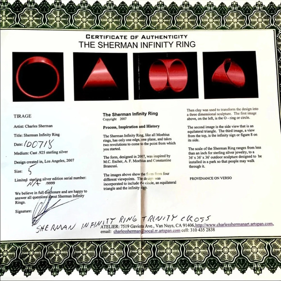 Sterling Silver Sherman Infinity Cross Ring Collectors piece Holy Trinity - Picture 10 of 14